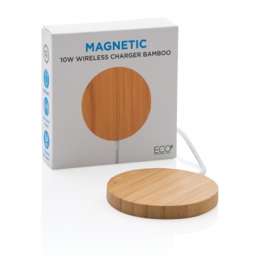 Logo trade advertising products image of: 10W bamboo magnetic wireless charger