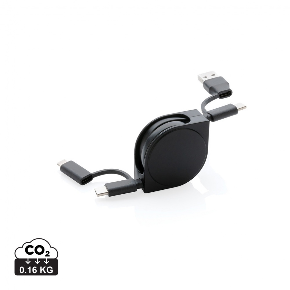 Logo trade corporate gifts image of: RCS standard recycled plastic and TPE 6-in-1 cable