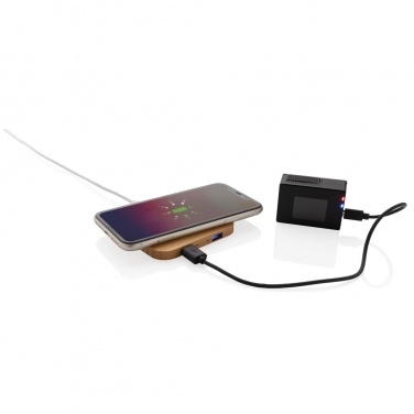 Logo trade advertising products picture of: Bamboo 5W wireless charger with USB