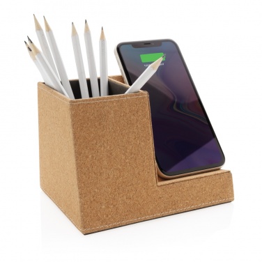 Logo trade promotional products picture of: Cork pen holder and 5W wireless charger