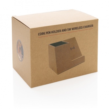 Logo trade promotional giveaways picture of: Cork pen holder and 5W wireless charger