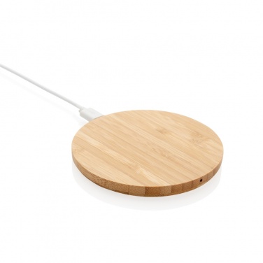 Logotrade corporate gift image of: Bamboo 5W round wireless charger