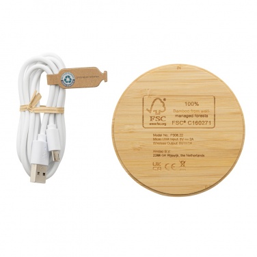 Logotrade business gifts photo of: Bamboo 5W round wireless charger