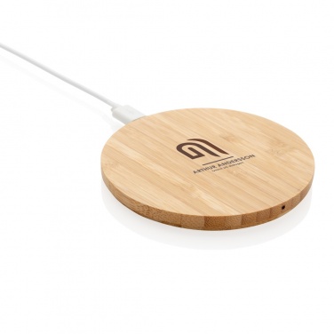 Logo trade promotional products picture of: Bamboo 5W round wireless charger