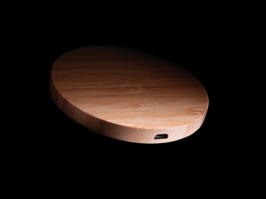 Logo trade promotional giveaways image of: Bamboo 5W round wireless charger