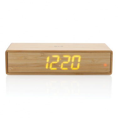 Logotrade advertising product image of: Bamboo alarm clock with 5W wireless charger