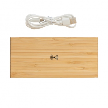 Logo trade promotional giveaways picture of: Bamboo alarm clock with 5W wireless charger