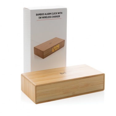 Logo trade promotional product photo of: Bamboo alarm clock with 5W wireless charger