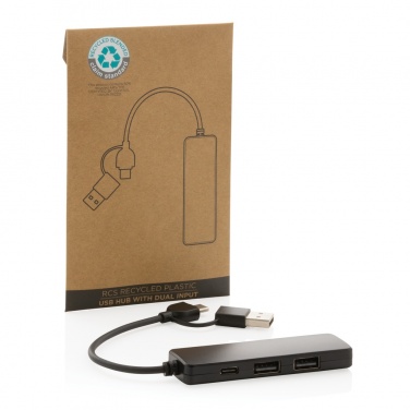 Logo trade business gift photo of: RCS recycled plastic USB hub with dual input