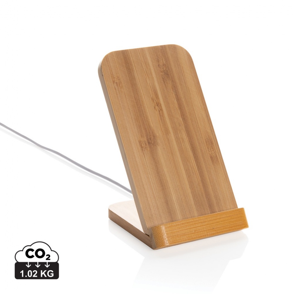 Logotrade promotional item image of: Bamboo 5W wireless charging stand