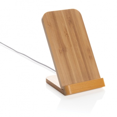 Logo trade corporate gifts image of: Bamboo 5W wireless charging stand