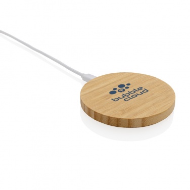 Logo trade promotional merchandise image of: Bamboo 15W wireless charger
