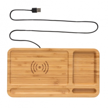 Logotrade promotional gift picture of: Bamboo desk organiser 10W wireless charger