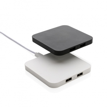 Logo trade advertising products image of: RCS recycled plastic 10W Wireless charger with USB Ports