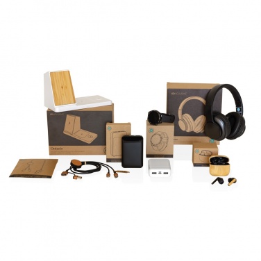 Logotrade promotional giveaways photo of: Ontario recycled plastic & bamboo 3-in-1 wireless charger
