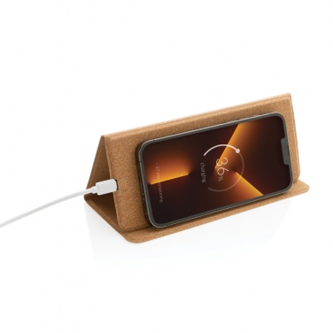 Logo trade advertising products image of: 10W wireless charging cork mousepad and stand