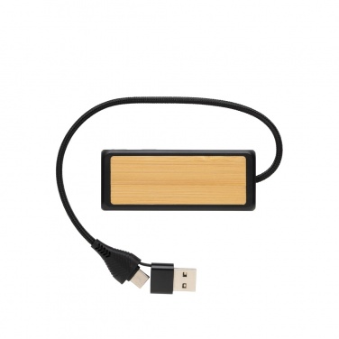 Logotrade promotional products photo of: Link RCS recycled plastic and bamboo dual Input USB hub
