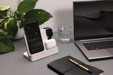 Logo trade promotional items image of: Joltz RCS recycled plastic dual 15W charger with iWatch slot