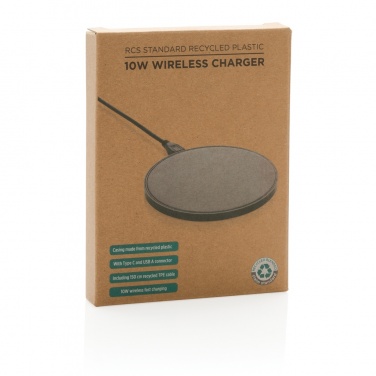 Logo trade promotional giveaways picture of: RCS standard recycled plastic 10W wireless charger