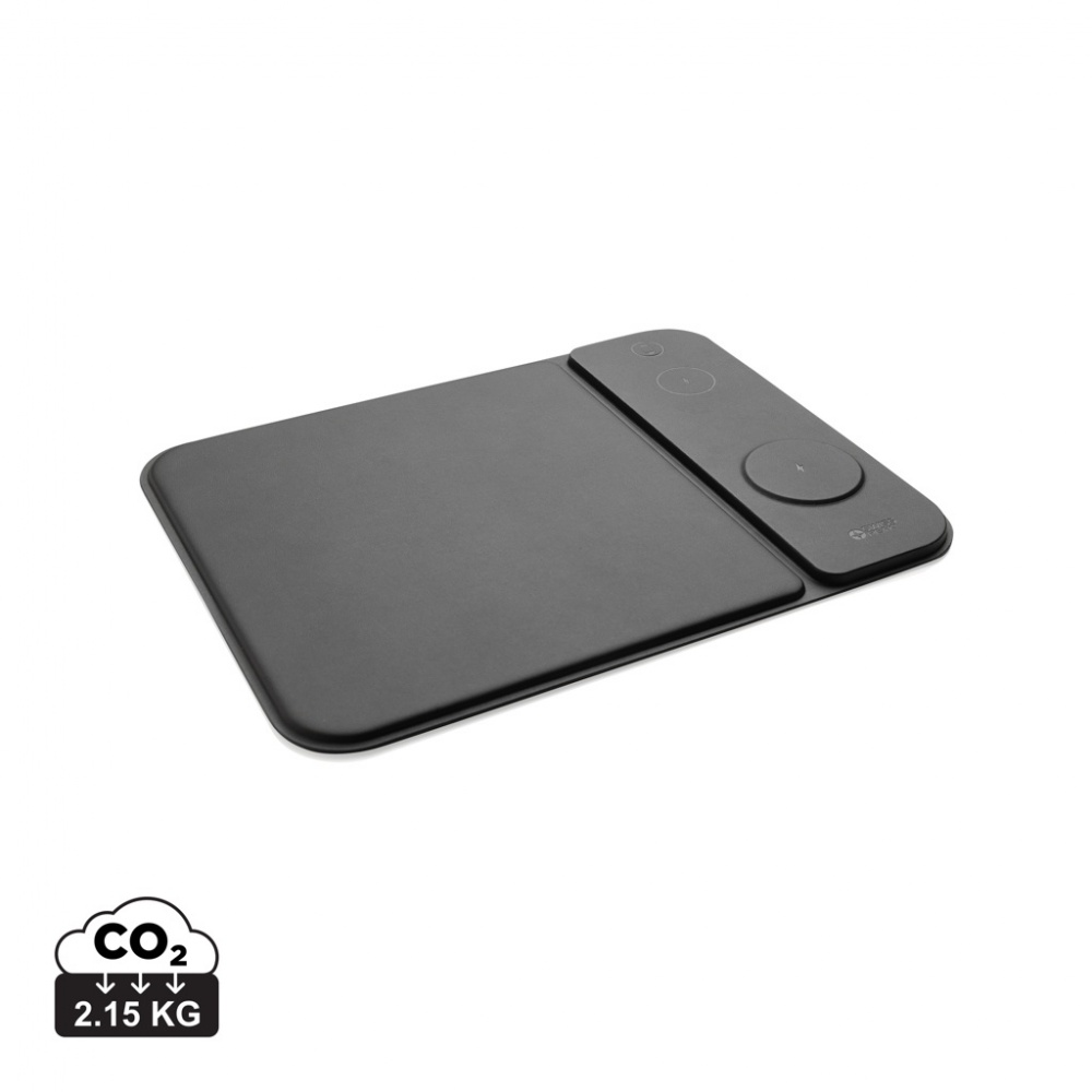 Logo trade promotional items picture of: Swiss peak RCS recycled PU 15W 3 in 1 charging mousepad
