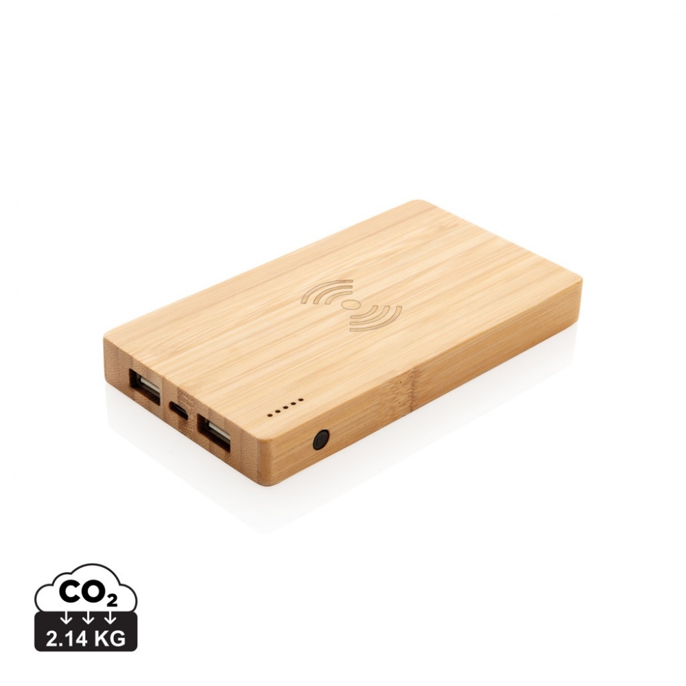 Logo trade promotional products picture of: Bamboo 4.000 mAh wireless 5W Powerbank