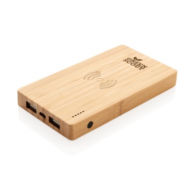 Logo trade advertising products image of: Bamboo 4.000 mAh wireless 5W Powerbank
