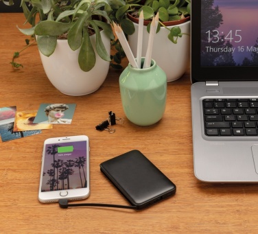 Logo trade promotional products image of: 5.000 mAh Pocket Powerbank with integrated cables