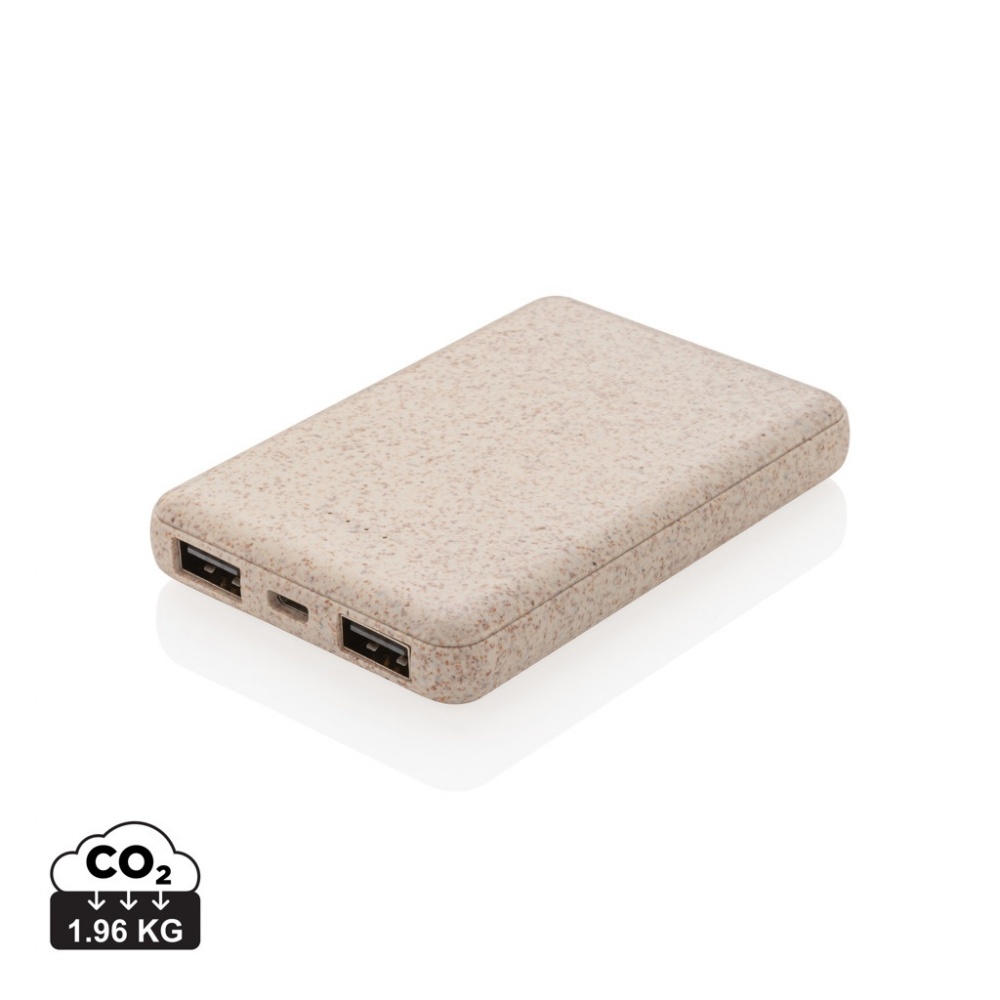 Logo trade promotional merchandise image of: Wheat Straw 5.000 mAh Pocket Powerbank
