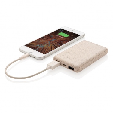 Logo trade promotional products image of: Wheat Straw 5.000 mAh Pocket Powerbank