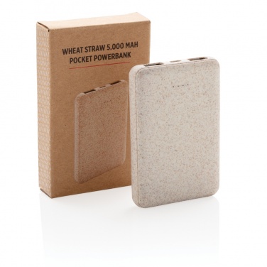 Logo trade corporate gift photo of: Wheat Straw 5.000 mAh Pocket Powerbank