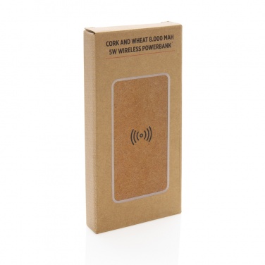 Logotrade corporate gift picture of: Cork and Wheat Straw 8.000 mAh 5W wireless powerbank