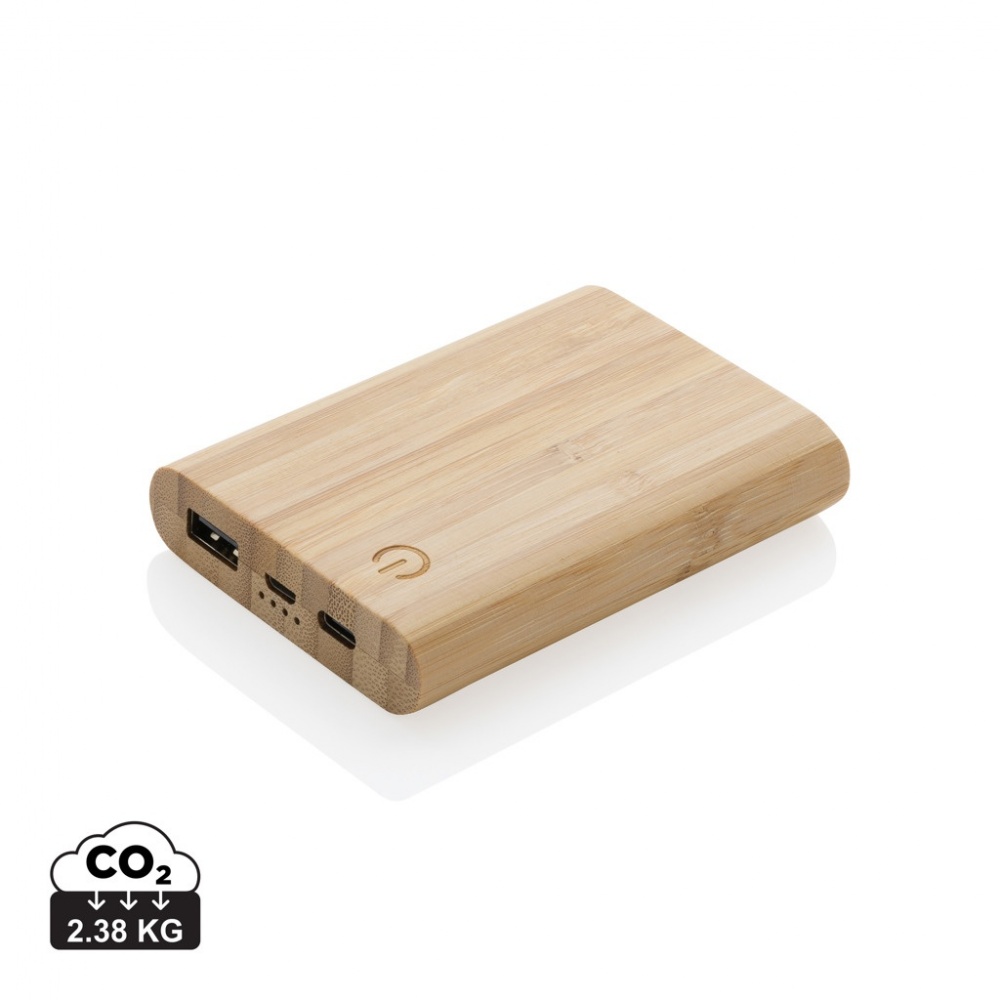 Logo trade promotional giveaways image of: Bamboo 5.000 mAh powerbank