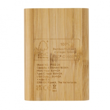 Logo trade promotional merchandise photo of: Bamboo 5.000 mAh powerbank
