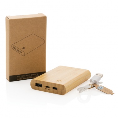 Logotrade advertising products photo of: Bamboo 5.000 mAh powerbank