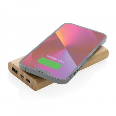 Logo trade promotional items image of: Bamboo 8.000 mAh 5W wireless powerbank