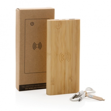 Logotrade business gifts photo of: Bamboo 8.000 mAh 5W wireless powerbank