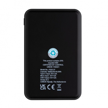 Logo trade promotional items image of: RCS recycled plastic 5.000 mAh Powerbank