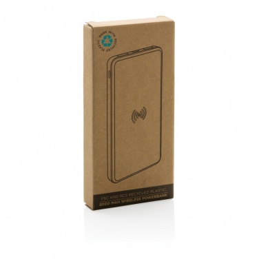 Logo trade advertising product photo of: RCS recycled plastic 8000 mAh Wireless Powerbank