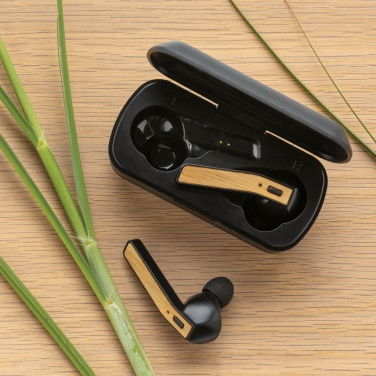 Logo trade corporate gift photo of: Bamboo Free Flow TWS earbuds in case