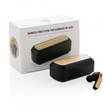 Logotrade promotional merchandise image of: Bamboo Free Flow TWS earbuds in case