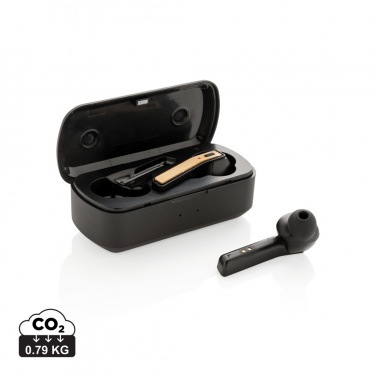 Logotrade promotional gift picture of: Bamboo Free Flow TWS earbuds in case