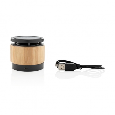 Logo trade promotional products image of: Bamboo wireless charger speaker