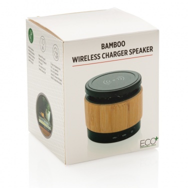 Logotrade promotional gifts photo of: Bamboo wireless charger speaker