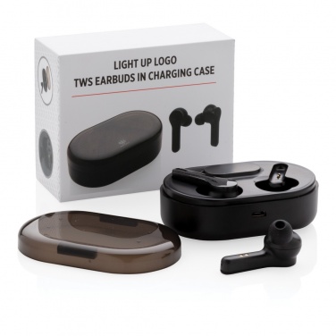 Logotrade advertising products photo of: Light up logo TWS earbuds in charging case