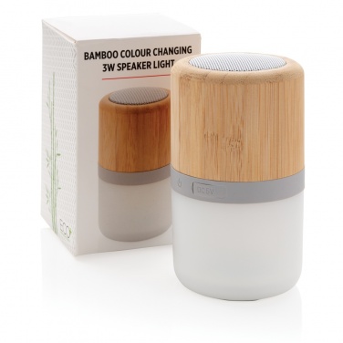 Logotrade promotional gift image of: Bamboo colour changing 3W speaker light