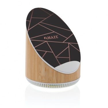 Logo trade business gift photo of: Ovate bamboo 5W speaker with 15W wireless charger