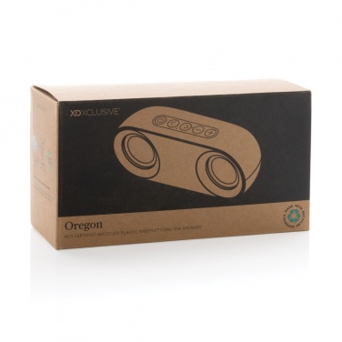 Logo trade promotional products image of: Oregon RCS recycled plastic and cork 10W speaker