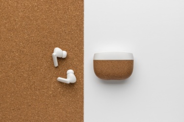 Logo trade advertising products image of: Oregon RCS recycled plastic and cork TWS earbuds