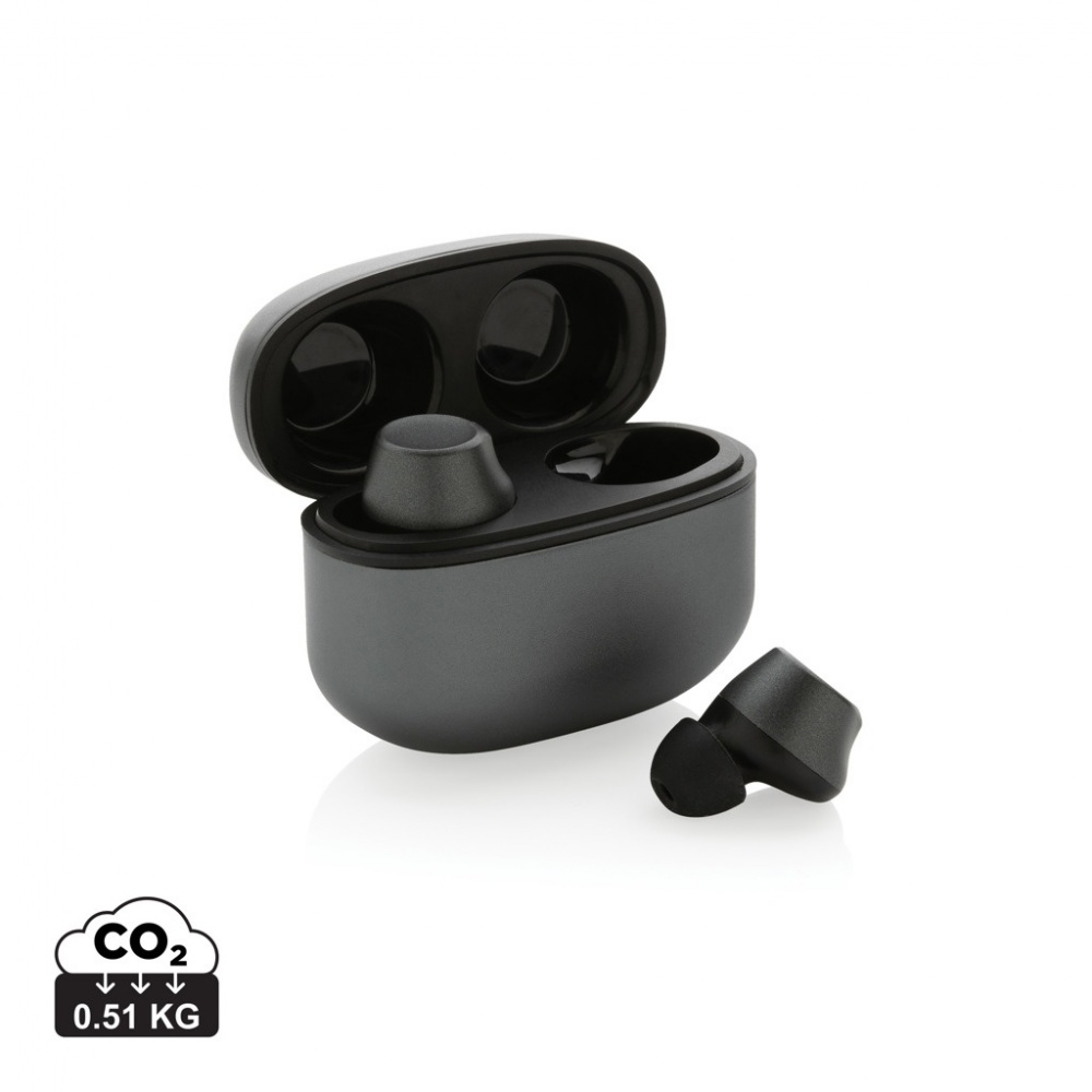 Logo trade promotional giveaway photo of: Terra RCS recycled aluminium wireless earbuds