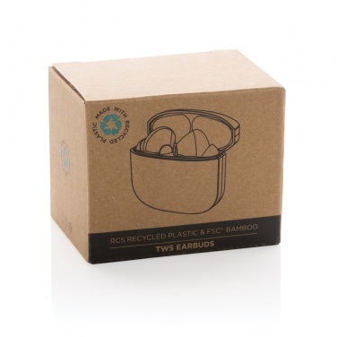 Logotrade corporate gift picture of: Bamboo TWS earbuds with RCS recycled plastic